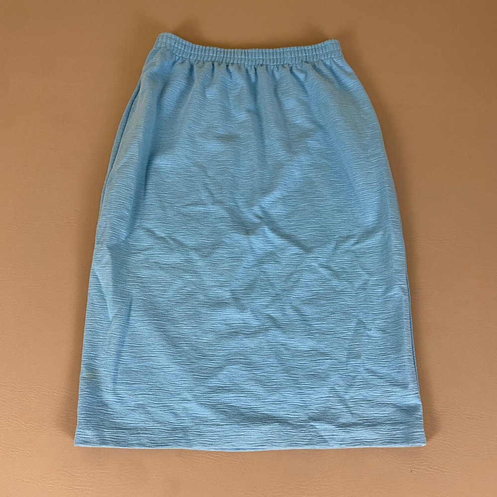 Weekenders Skirt‎ Textured Elastic Waist Midi Women's Medium Blue Cotton Blend